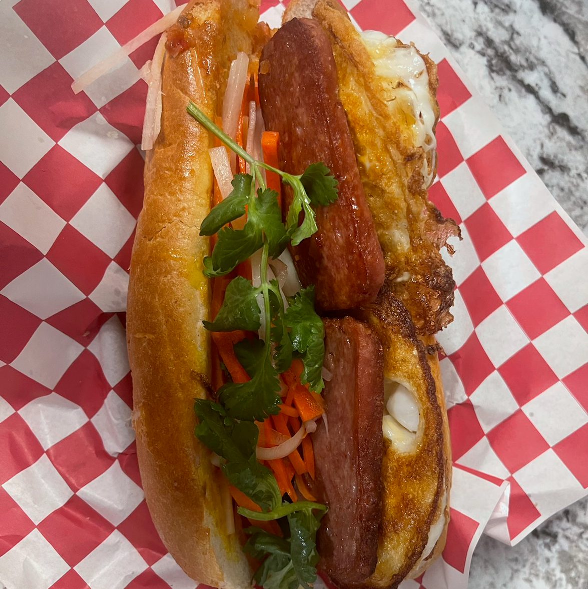 Spam & Eggs Banh Mi.