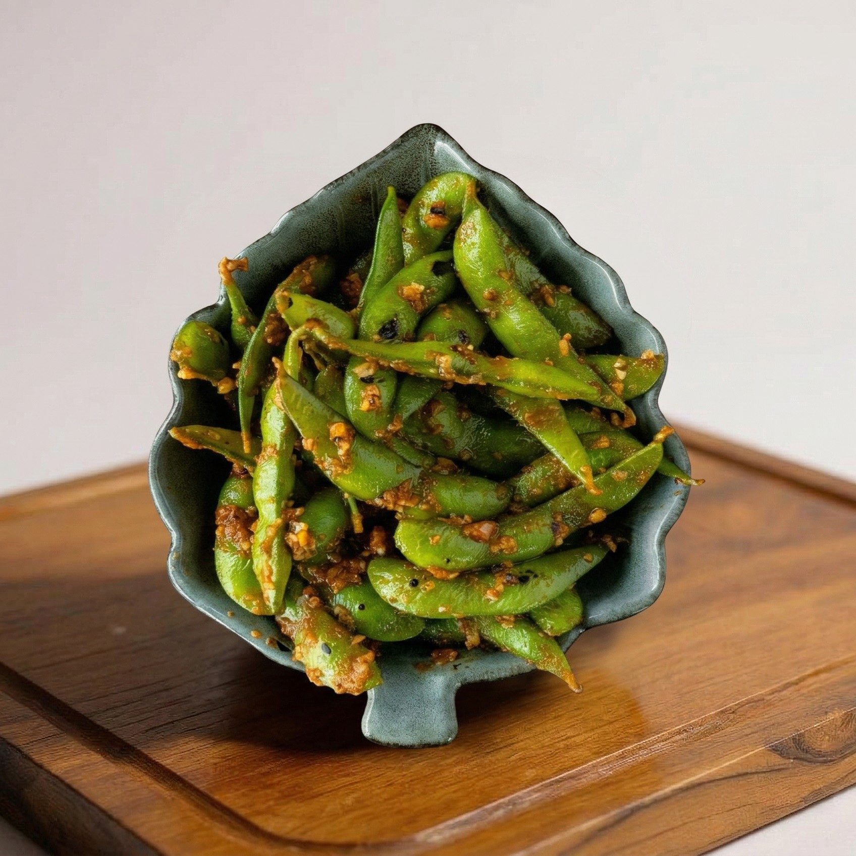 Spicy Garlic Edamame.